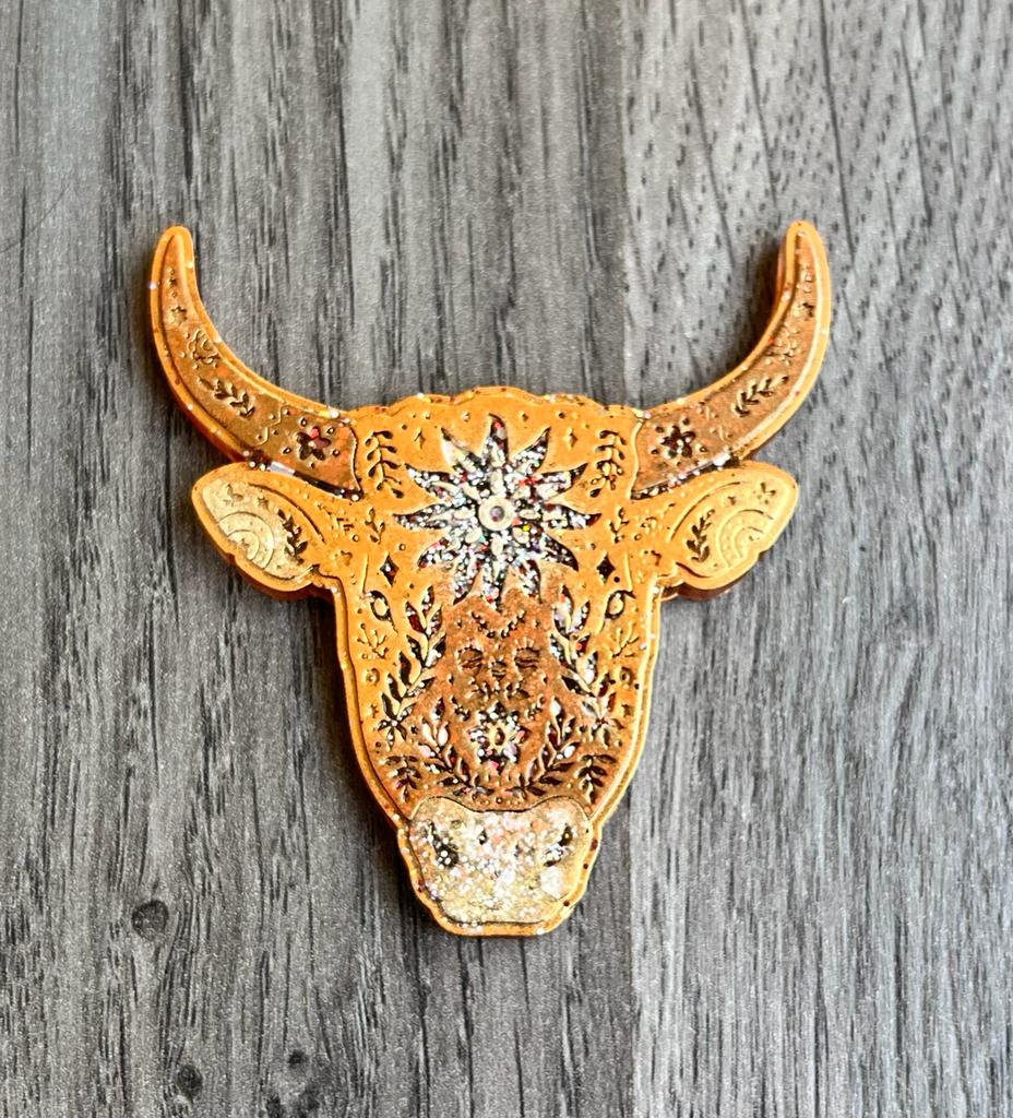 Resin Floral Bull Skull