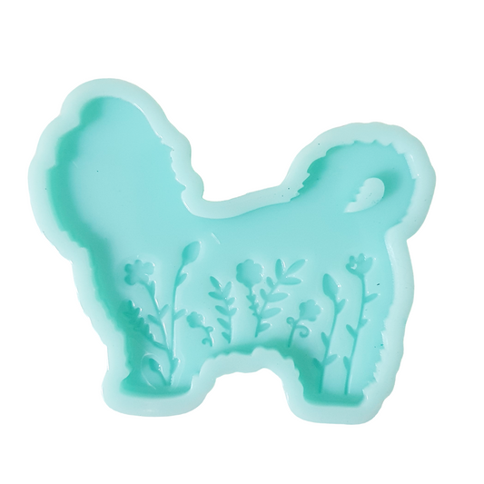 Dog With Flowers Silicone Resin Mould - Keipach